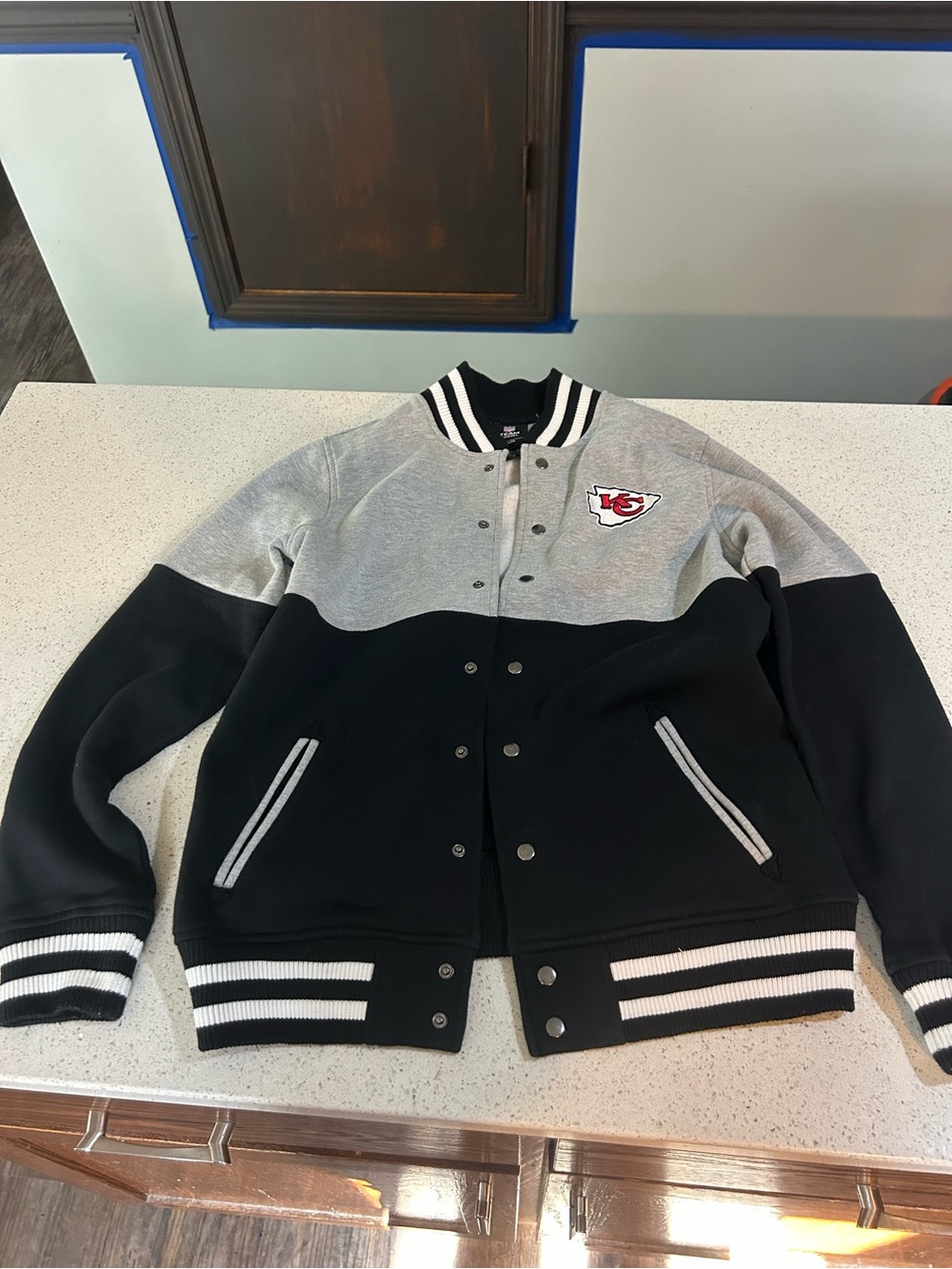 NFL Kansas City Chiefs Black and Gray Varsity Jacket